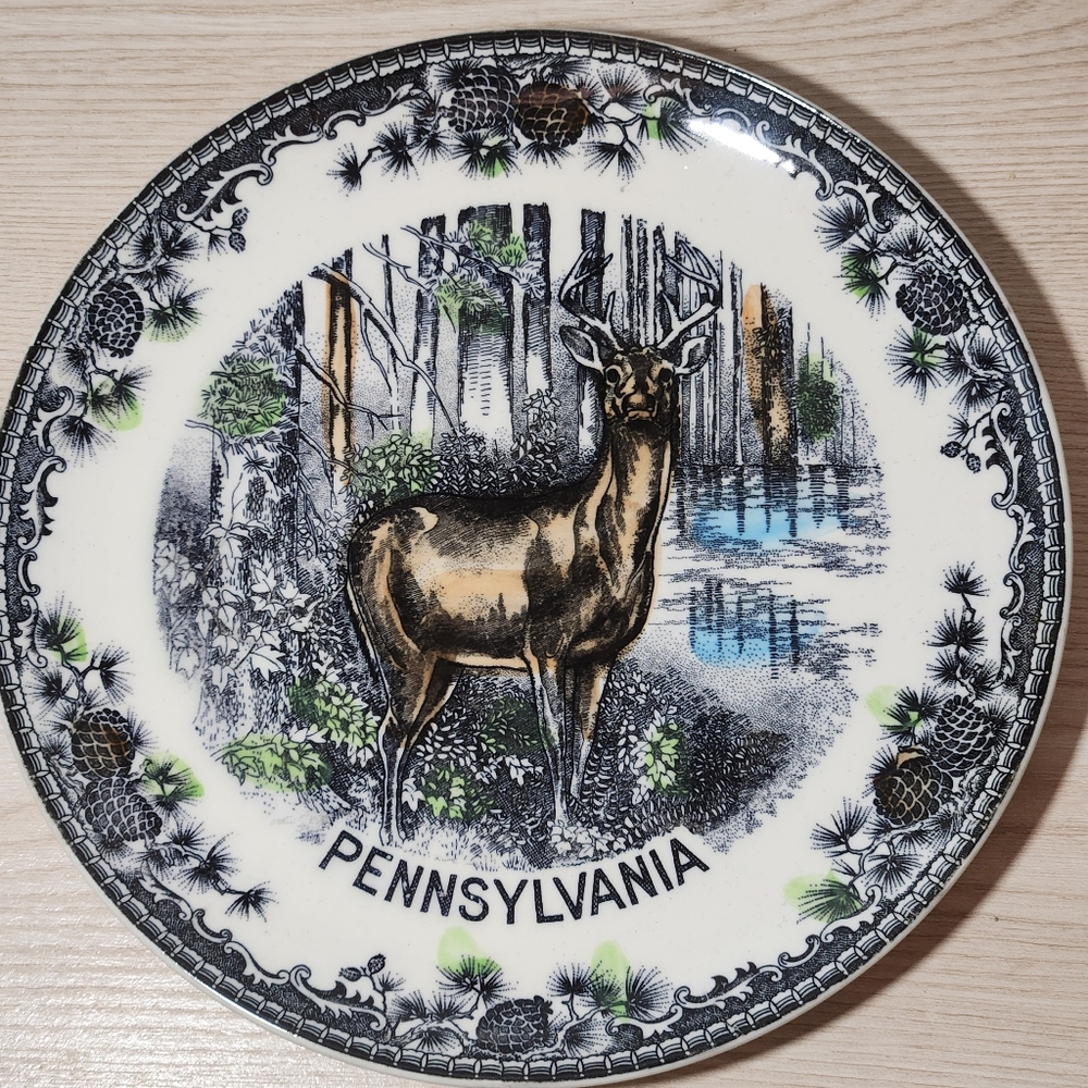 Vintage Pennsylvania Buck in Woods 9.25" Souvenir Collector's Plate